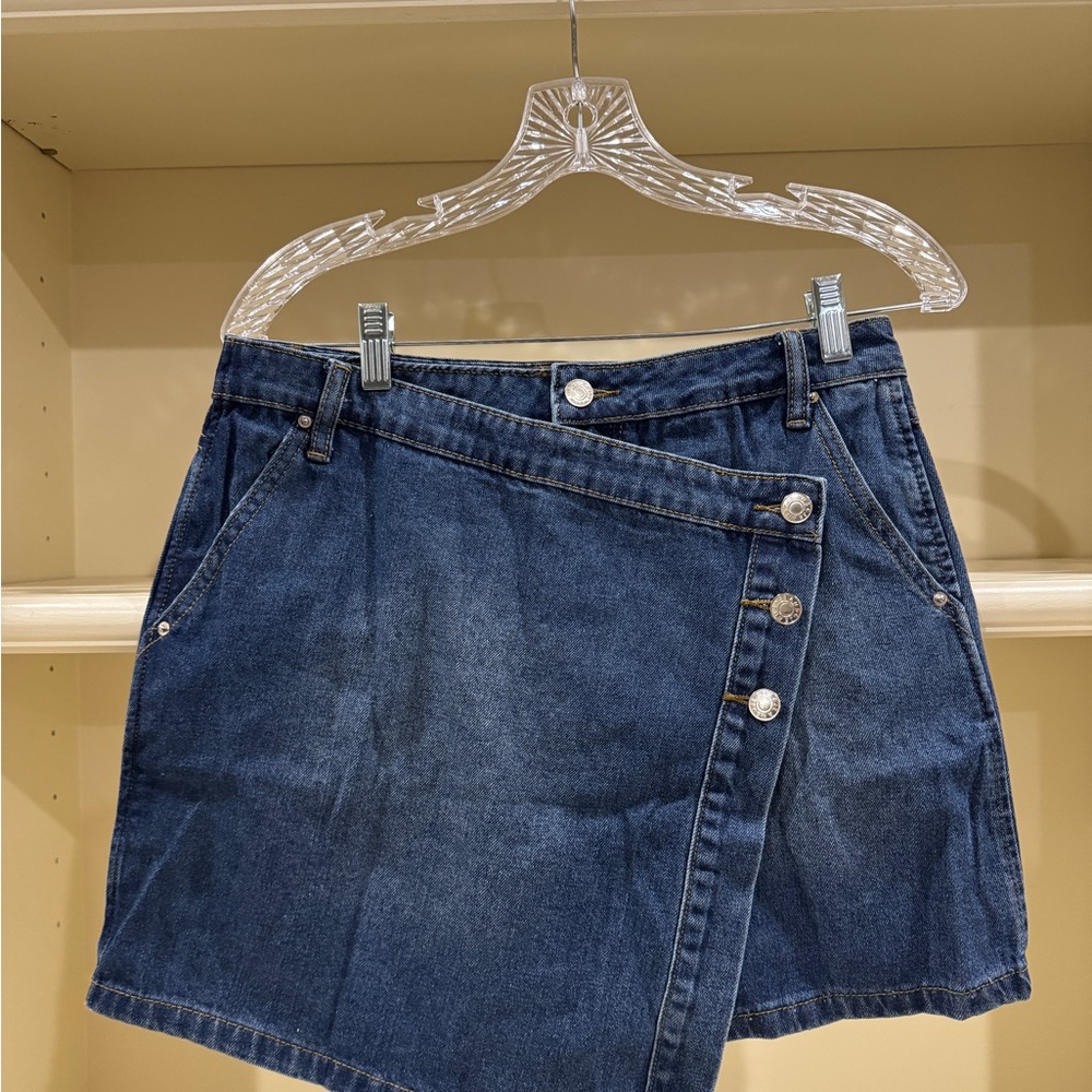 Free People Asymmetrical Blue Denim Skirt